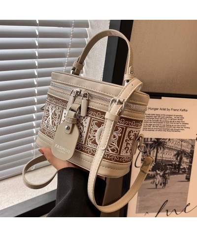 Women Clutch Handbag Crossbody Bag, PU Leather Fashion Design Shoulder Strap Bag Ladies Casual Top-handle Bags White $18.47 T...