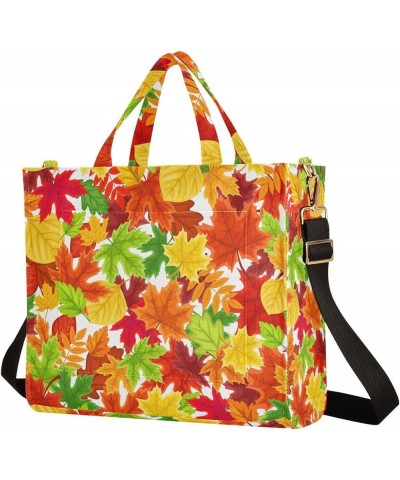 Fall Autumn Leaves Tote Bag for Women Shoulder Bag Purses Corduroy Travel Tote Bags Crossbody Bag for Vacation Beach Trip Mul...