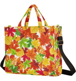 Fall Autumn Leaves Tote Bag for Women Shoulder Bag Purses Corduroy Travel Tote Bags Crossbody Bag for Vacation Beach Trip Mul...