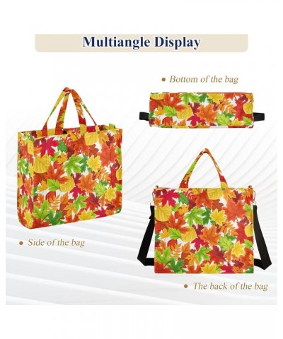 Fall Autumn Leaves Tote Bag for Women Shoulder Bag Purses Corduroy Travel Tote Bags Crossbody Bag for Vacation Beach Trip Mul...