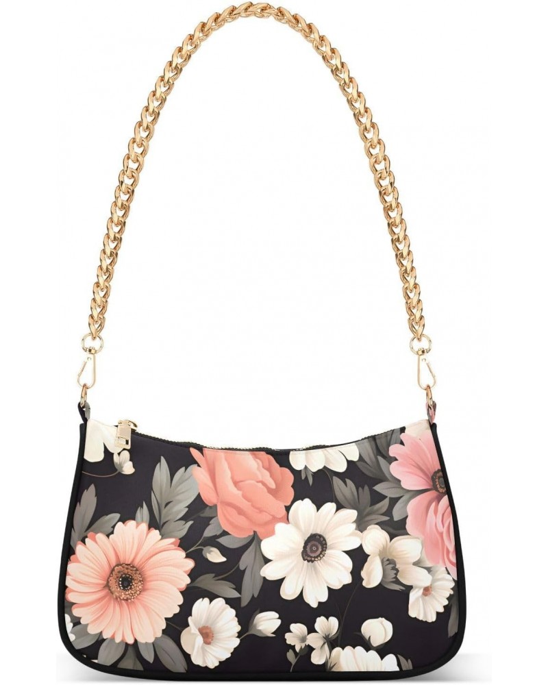 Women Shoulder Bag Pink and White Daisy Flower Lightweight Clutch Handbags Casual Tote Handbags $17.39 Totes