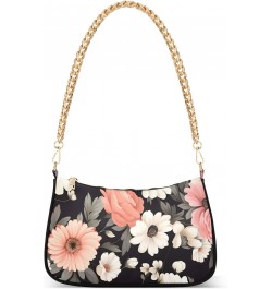 Women Shoulder Bag Pink and White Daisy Flower Lightweight Clutch Handbags Casual Tote Handbags $17.39 Totes