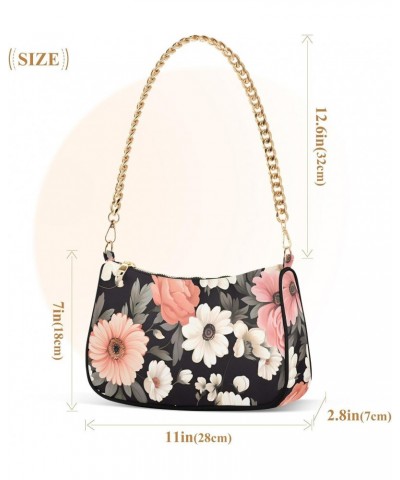 Women Shoulder Bag Pink and White Daisy Flower Lightweight Clutch Handbags Casual Tote Handbags $17.39 Totes