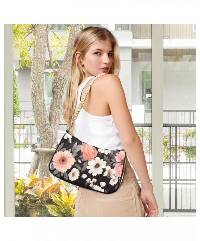 Women Shoulder Bag Pink and White Daisy Flower Lightweight Clutch Handbags Casual Tote Handbags $17.39 Totes