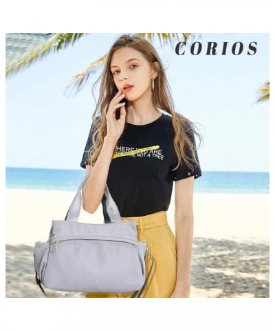 Women Shoulder Bag Crossbody Bag Nylon Handbag Casual Messenger Bag Waterproof Top Handle Bag Grey $23.99 Shoulder Bags