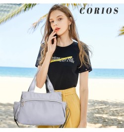 Women Shoulder Bag Crossbody Bag Nylon Handbag Casual Messenger Bag Waterproof Top Handle Bag Grey $23.99 Shoulder Bags