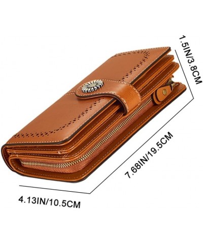 Large Capacity RFID Blocking Genuine Leather Wallets for Women with Wristlet Trifold Ladies Billfold with Zipper Brown $14.29...