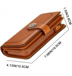 Large Capacity RFID Blocking Genuine Leather Wallets for Women with Wristlet Trifold Ladies Billfold with Zipper Brown $14.29...