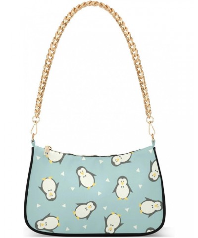 Penguin Animal Cartoon Shoulder Handbags for Women Travel Hobo Tote Handbag Women Gold Chain Shoulder Bags Purse with Zipper ...