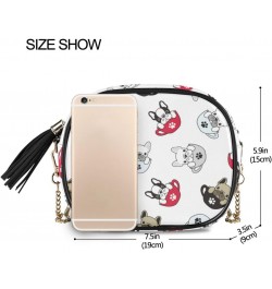 Small Crossbody Bag Dog French Bulldog Pug Womens Shoulder Chain Bag PU Leather Small Purse With Tassel $12.71 Shoulder Bags