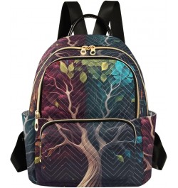 Women's Medium Fashion Backpack Tree with Colorful Leaf Print Ladies Travel Daypack Aesthetic Shoulder Bag 11.4×6.1×14.1 IN $...