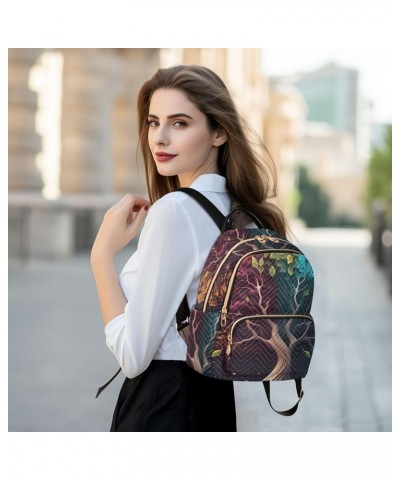 Women's Medium Fashion Backpack Tree with Colorful Leaf Print Ladies Travel Daypack Aesthetic Shoulder Bag 11.4×6.1×14.1 IN $...