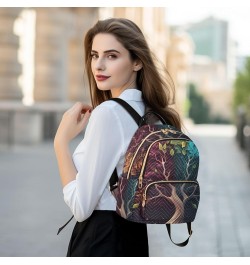 Women's Medium Fashion Backpack Tree with Colorful Leaf Print Ladies Travel Daypack Aesthetic Shoulder Bag 11.4×6.1×14.1 IN $...