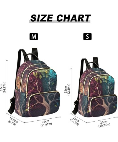 Women's Medium Fashion Backpack Tree with Colorful Leaf Print Ladies Travel Daypack Aesthetic Shoulder Bag 11.4×6.1×14.1 IN $...