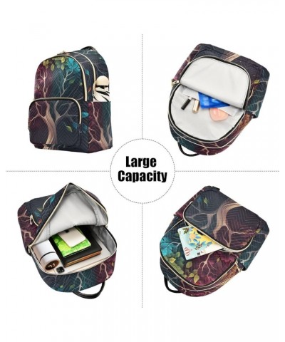 Women's Medium Fashion Backpack Tree with Colorful Leaf Print Ladies Travel Daypack Aesthetic Shoulder Bag 11.4×6.1×14.1 IN $...