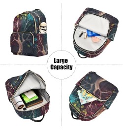 Women's Medium Fashion Backpack Tree with Colorful Leaf Print Ladies Travel Daypack Aesthetic Shoulder Bag 11.4×6.1×14.1 IN $...