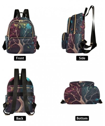 Women's Medium Fashion Backpack Tree with Colorful Leaf Print Ladies Travel Daypack Aesthetic Shoulder Bag 11.4×6.1×14.1 IN $...