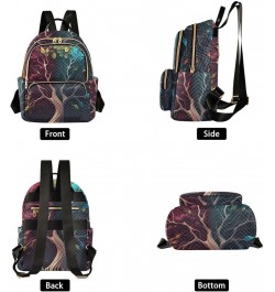 Women's Medium Fashion Backpack Tree with Colorful Leaf Print Ladies Travel Daypack Aesthetic Shoulder Bag 11.4×6.1×14.1 IN $...