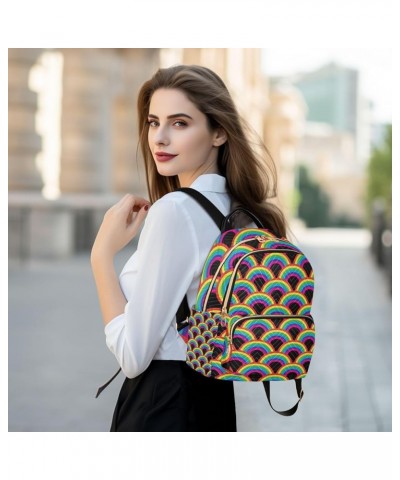 Mini Backpack Rainbow Fish Scale Fashion Backpack Purse for Women,Handbag Shoulder Bag Casual Daypack, Ladies Gift for Colleg...