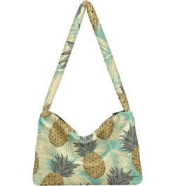 Tropical Leaves Fruits Pineapple Fluffy Crossbody Bag Furry Tote Bags for Women Fuzzy Purse Handbag Lady Shoulder Bag Large P...