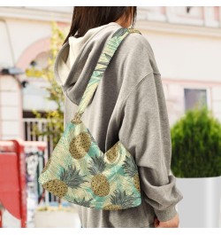 Tropical Leaves Fruits Pineapple Fluffy Crossbody Bag Furry Tote Bags for Women Fuzzy Purse Handbag Lady Shoulder Bag Large P...