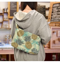 Tropical Leaves Fruits Pineapple Fluffy Crossbody Bag Furry Tote Bags for Women Fuzzy Purse Handbag Lady Shoulder Bag Large P...