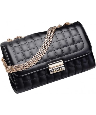 Women's Bag Classic Diamond Checkered Chain Bag Black Bag-gold Chain $17.64 Shoulder Bags