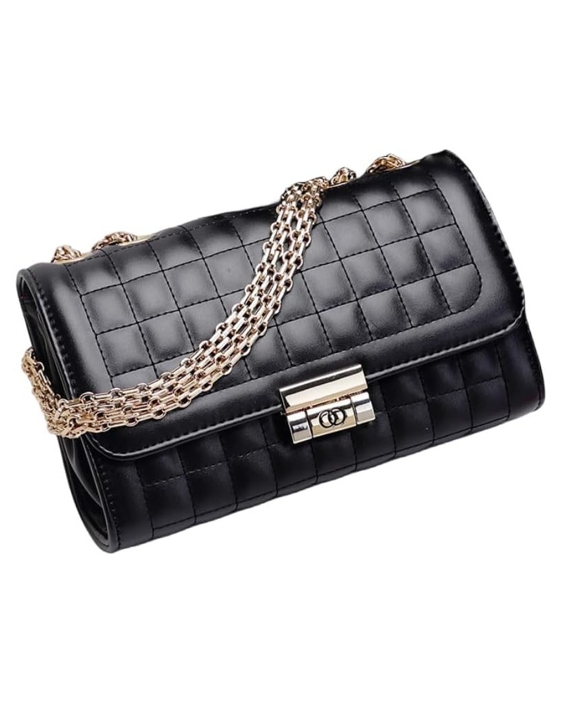 Women's Bag Classic Diamond Checkered Chain Bag Black Bag-gold Chain $17.64 Shoulder Bags