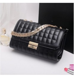 Women's Bag Classic Diamond Checkered Chain Bag Black Bag-gold Chain $17.64 Shoulder Bags