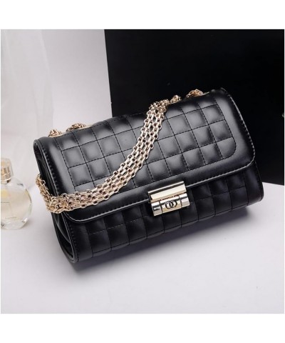 Women's Bag Classic Diamond Checkered Chain Bag Black Bag-gold Chain $17.64 Shoulder Bags