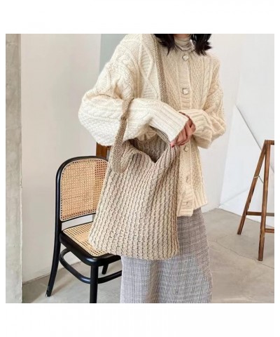 Vintage Fall Crochet Bags for Women Aesthetic Hand-Crochet Crossbody Crochet Hobo Bag Purse Large Shopping Bag Cute Apricot $...