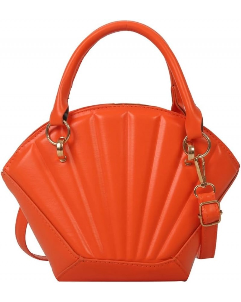 Women's Fashion PU Leather Shoulder Crossbody Bag Y2K Shell Totes Hobo Handbag Cute Small Purse Satchel Orange $25.89 Totes