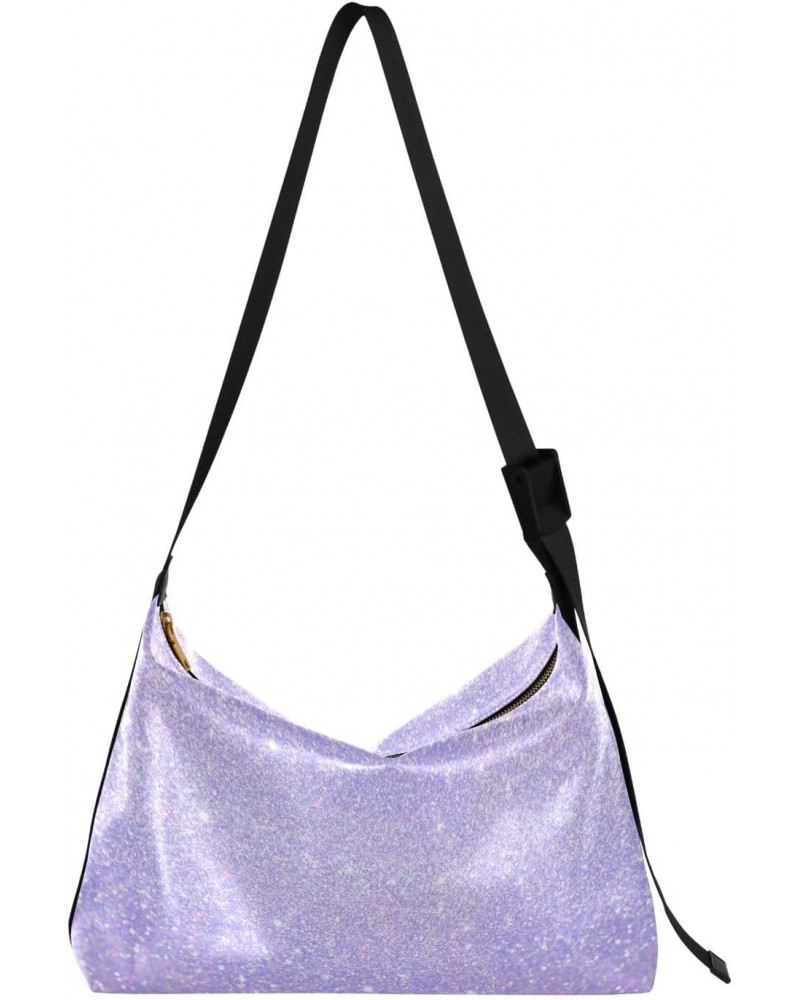 Purple Sequins Hobo Bags for Women Leather Purses Shoulder Bag Crossbody Bag Handbag for Work Travel Gifts $13.20 Hobo Bags