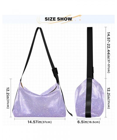 Purple Sequins Hobo Bags for Women Leather Purses Shoulder Bag Crossbody Bag Handbag for Work Travel Gifts $13.20 Hobo Bags