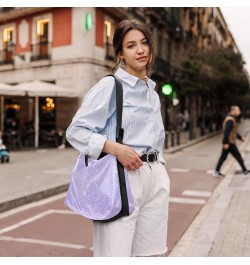 Purple Sequins Hobo Bags for Women Leather Purses Shoulder Bag Crossbody Bag Handbag for Work Travel Gifts $13.20 Hobo Bags