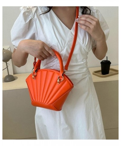 Women's Fashion PU Leather Shoulder Crossbody Bag Y2K Shell Totes Hobo Handbag Cute Small Purse Satchel Orange $25.89 Totes