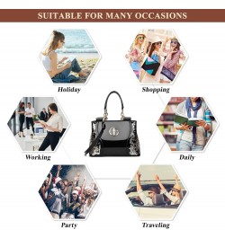 Purses and Handbags for Women Stylish Patent Leather Sequin Embroidery Top Handle Satchel Tote Daily Work Shoulder Bag Blue $...