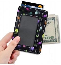 Bright Neon Colored Jellyfish Slim Minimalist Wallet Small Card Wallets PU Leather Front Pocket Wallets $9.17 Wallets