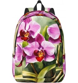 Orchid Print Unisex Canvas Bag Canvas Shoulder Pouch Pack Lightweight Backpack For Woman Lady Black Small $26.39 Backpacks