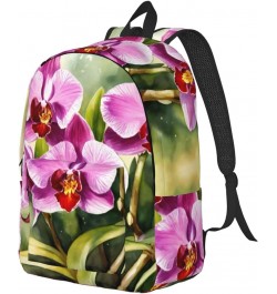 Orchid Print Unisex Canvas Bag Canvas Shoulder Pouch Pack Lightweight Backpack For Woman Lady Black Small $26.39 Backpacks