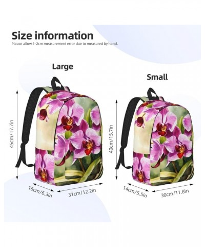 Orchid Print Unisex Canvas Bag Canvas Shoulder Pouch Pack Lightweight Backpack For Woman Lady Black Small $26.39 Backpacks