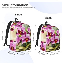 Orchid Print Unisex Canvas Bag Canvas Shoulder Pouch Pack Lightweight Backpack For Woman Lady Black Small $26.39 Backpacks