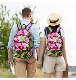 Orchid Print Unisex Canvas Bag Canvas Shoulder Pouch Pack Lightweight Backpack For Woman Lady Black Small $26.39 Backpacks