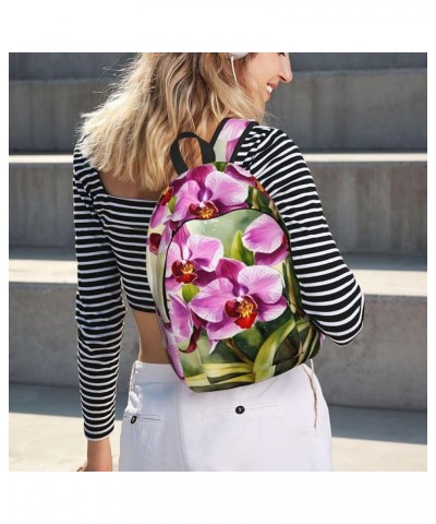 Orchid Print Unisex Canvas Bag Canvas Shoulder Pouch Pack Lightweight Backpack For Woman Lady Black Small $26.39 Backpacks