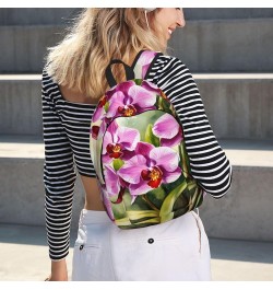 Orchid Print Unisex Canvas Bag Canvas Shoulder Pouch Pack Lightweight Backpack For Woman Lady Black Small $26.39 Backpacks