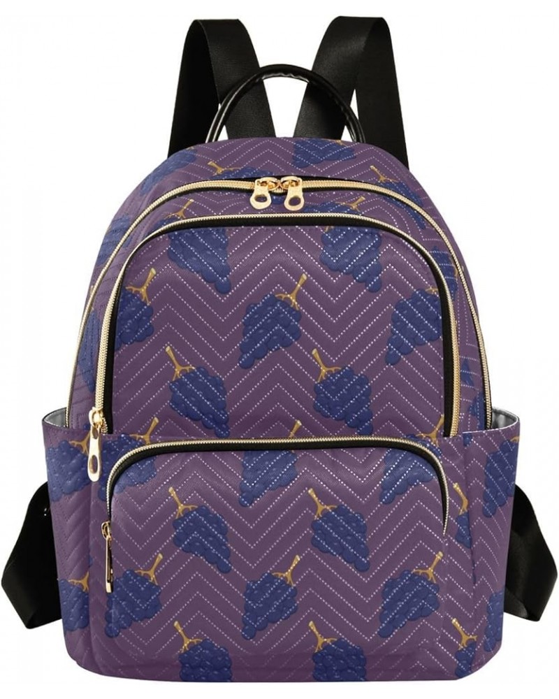 Purple Grapes Fashion Travel Backpack for Women Multi Pockets Lightweight Purse for Women-M Multicolor Small $15.75 Backpacks