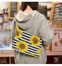 Stripe Sunflower Shoulder Tote Bags for Women Furry Crossbody bag Hobo Handbag Purses for Work Travel College $9.45 Totes