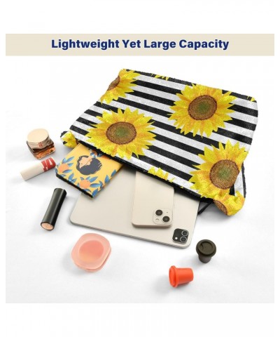 Stripe Sunflower Shoulder Tote Bags for Women Furry Crossbody bag Hobo Handbag Purses for Work Travel College $9.45 Totes