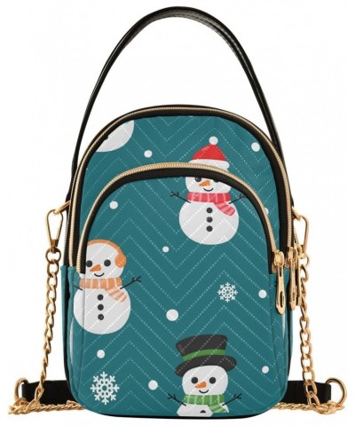 Christmas Blue Snowman Crossbody Bag for Women Cell Phone Purse Wallet with Removable Chain Shoulder Handbag for Work Phone T...