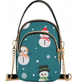 Christmas Blue Snowman Crossbody Bag for Women Cell Phone Purse Wallet with Removable Chain Shoulder Handbag for Work Phone T...